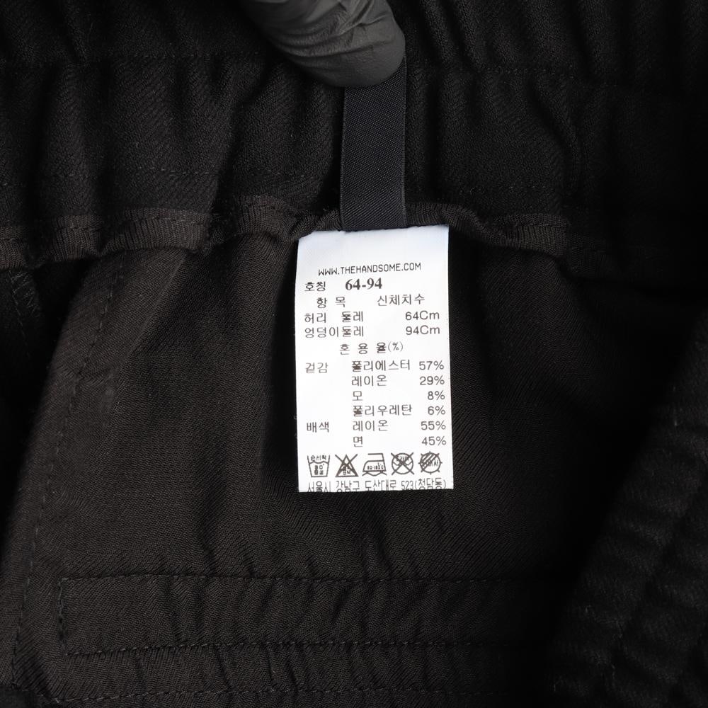 시스템 울블렌드 블랙 밴딩 와이드 스트레이트 슬랙스 팬츠 이미지 7