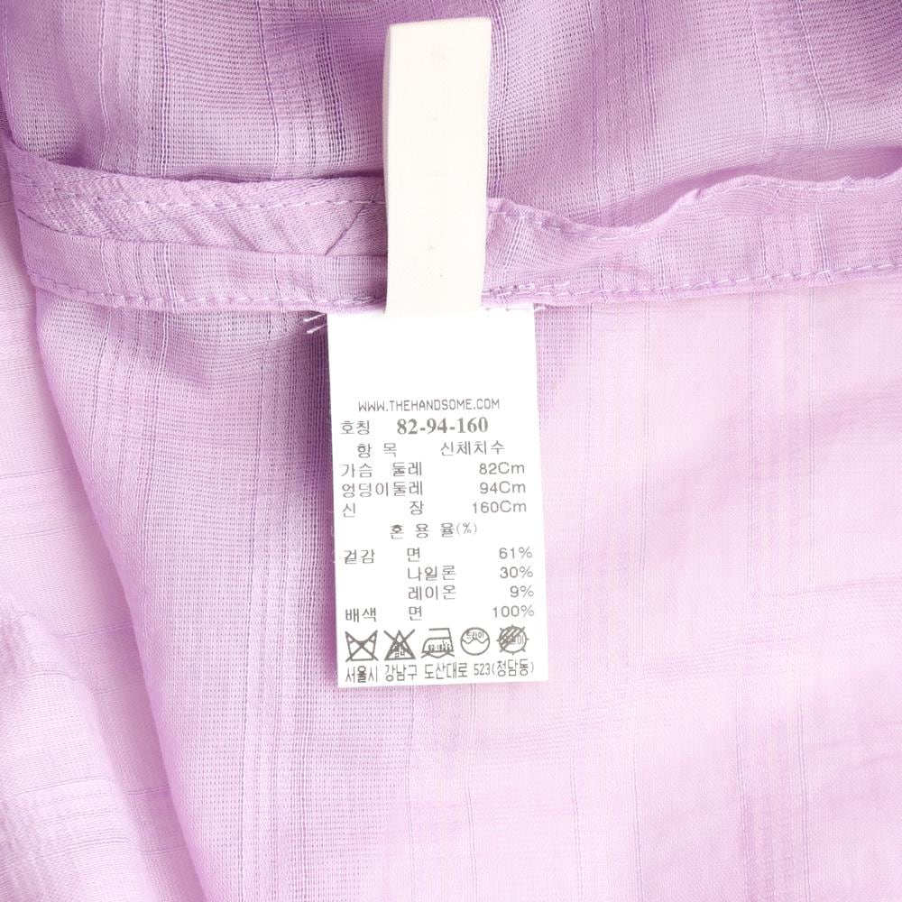 시스템 라벤더 스트라이프 러플 7부 노카라 셔츠 블라우스 상세 이미지 6