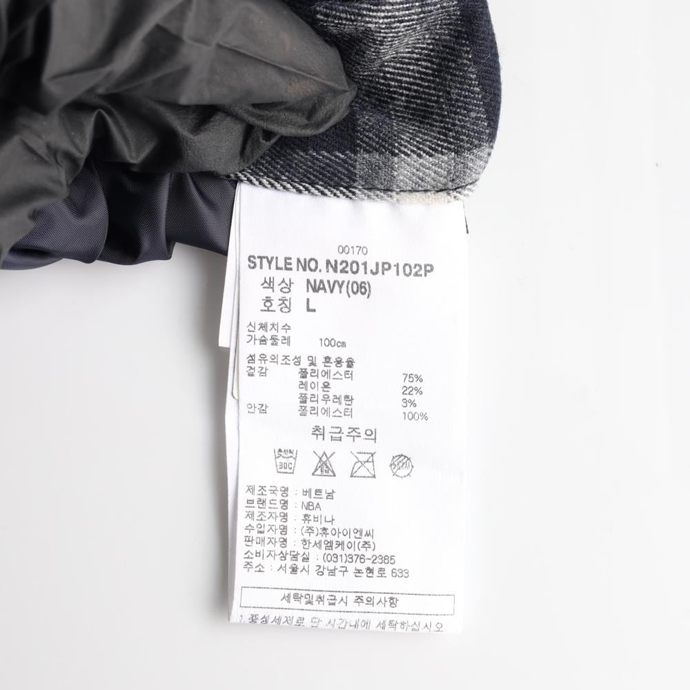 NBA엔비에이 네이비 체크 레이커스 카라 코치 재킷 상세 이미지 7