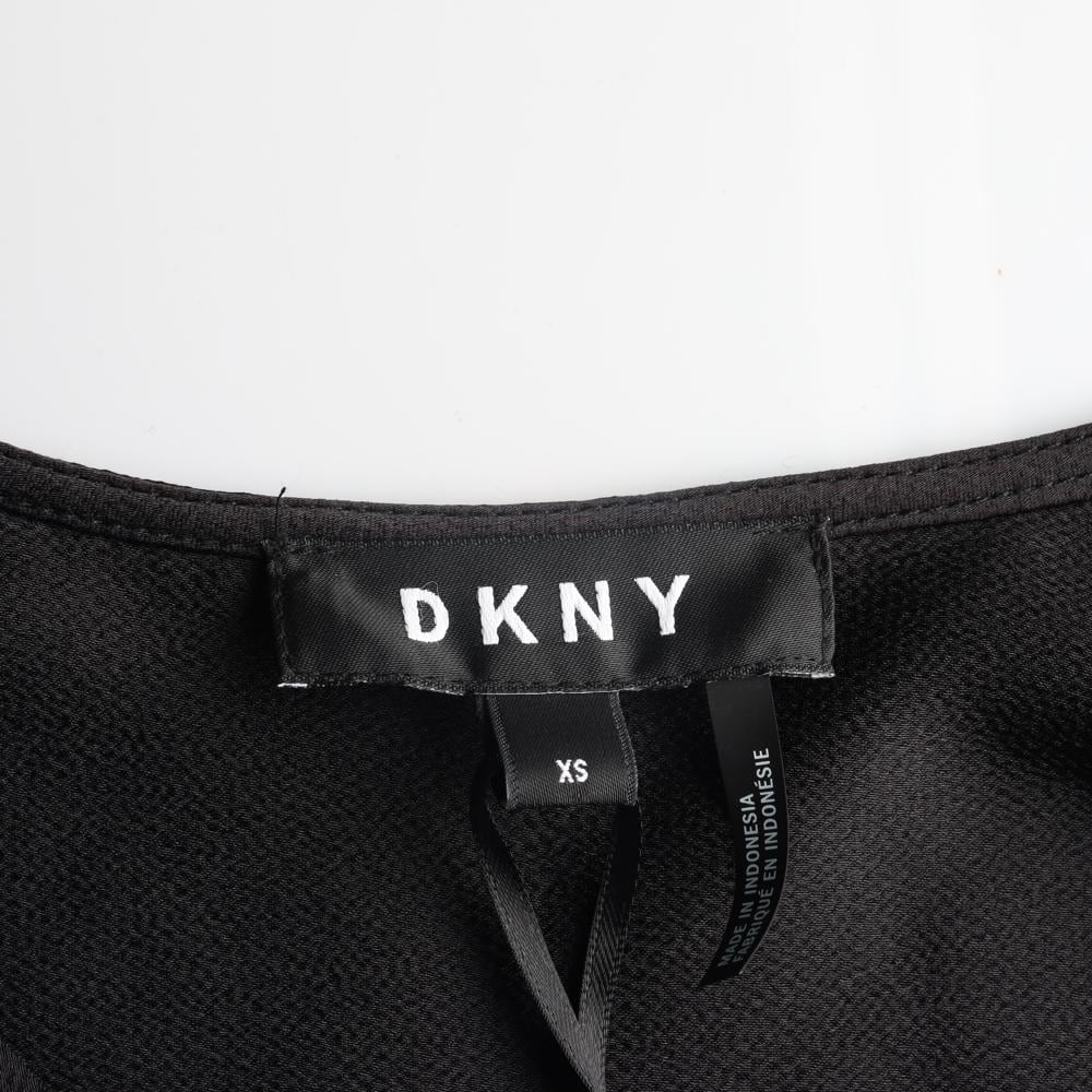 DKNY디케이엔와이 블랙 브이넥 랩 블라우스 상세 이미지 5