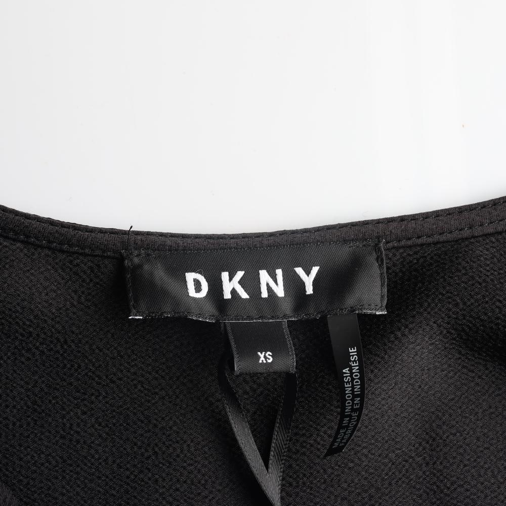 DKNY디케이엔와이 블랙 브이넥 랩 블라우스 이미지 5