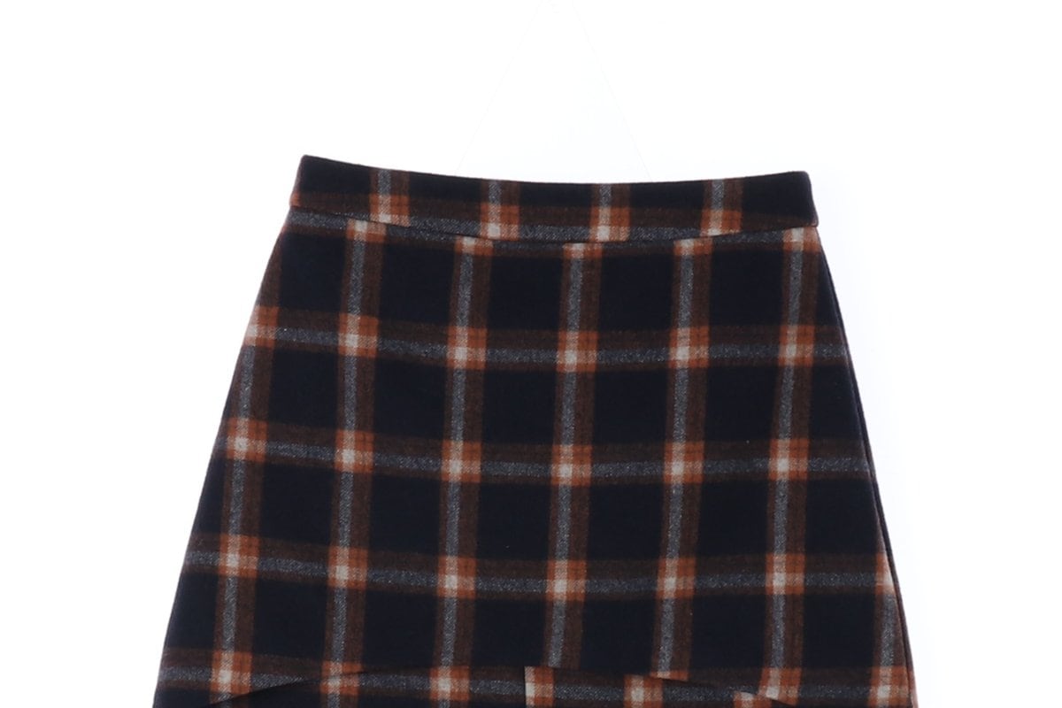 마가린핑거스 네이비 카멜 체크 겨울 미니 스커트 울치마 상세 이미지 2