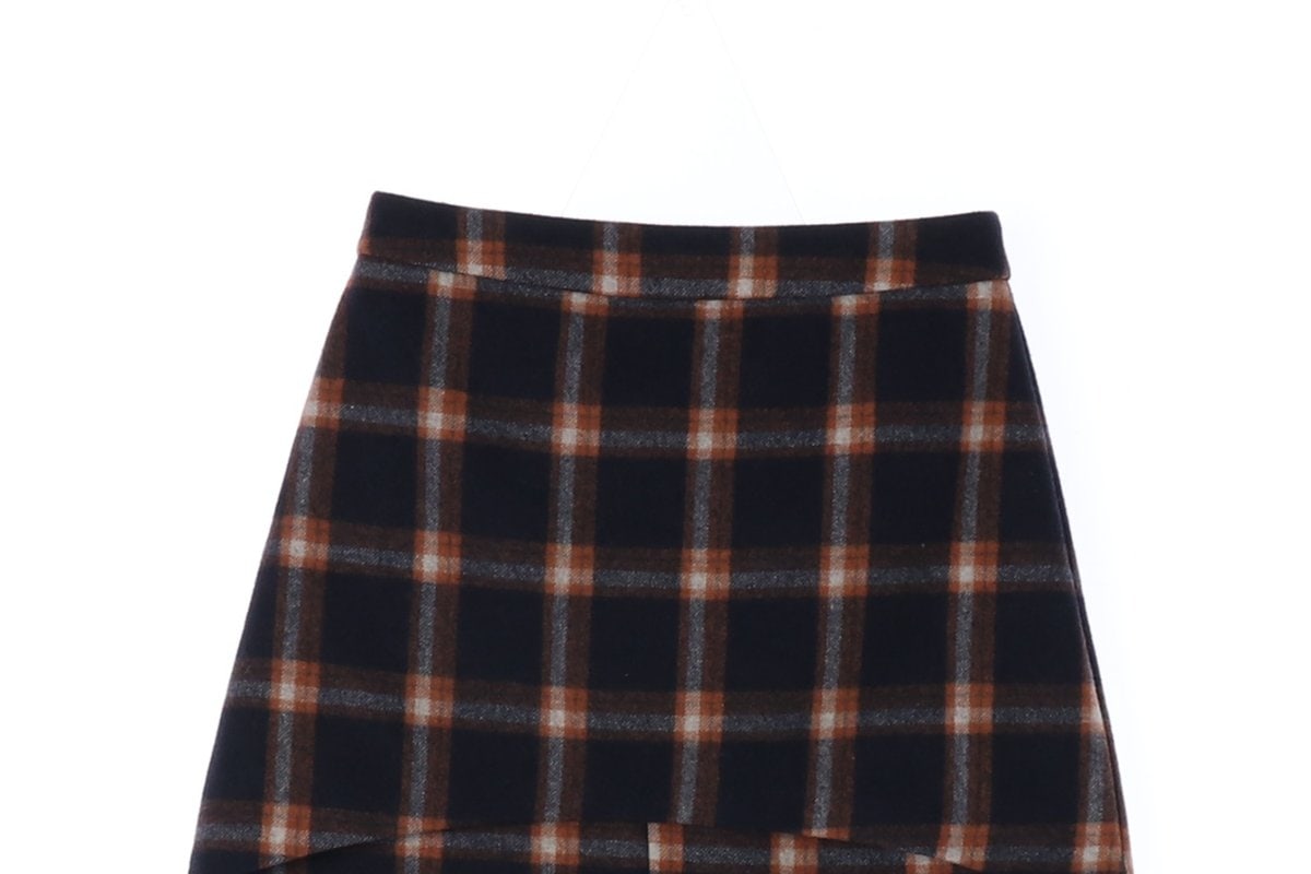 마가린핑거스 네이비 카멜 체크 겨울 미니 스커트 울치마 이미지 2