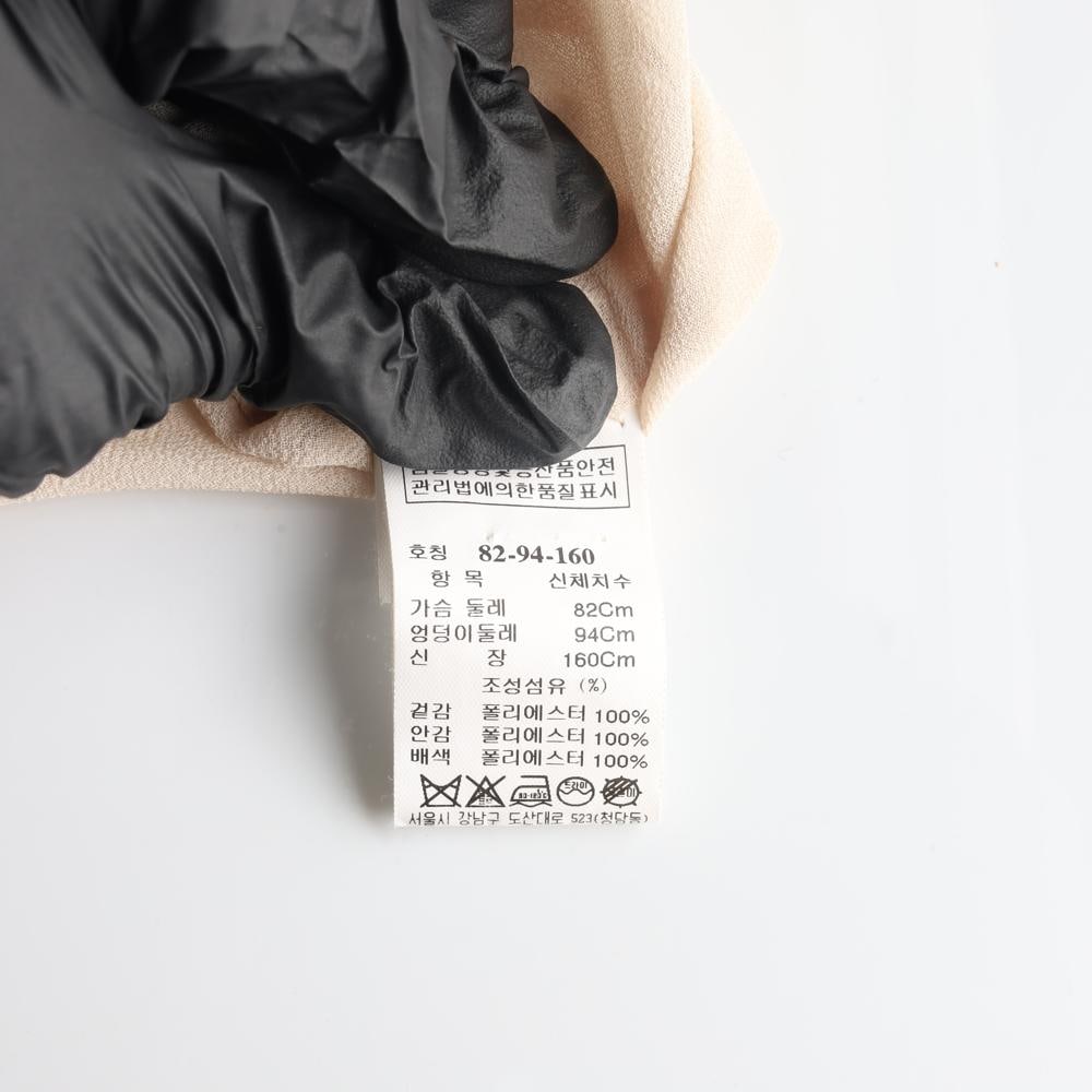 시스템 베이지 스웨이드 반팔 미니 원피스 드레스 이미지 6