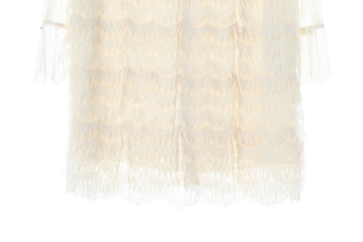 오브제 아이보리 레이스 아일렛 시스루 원피스 드레스 상세 이미지 4