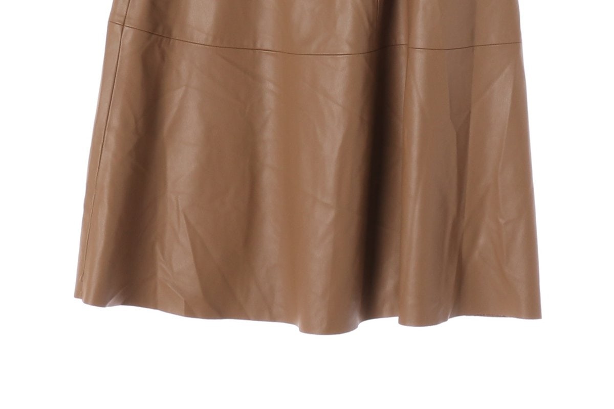 자라 브라운 벨트세트 레더 가죽 롱 플레어스커트 기모 치마 이미지 4