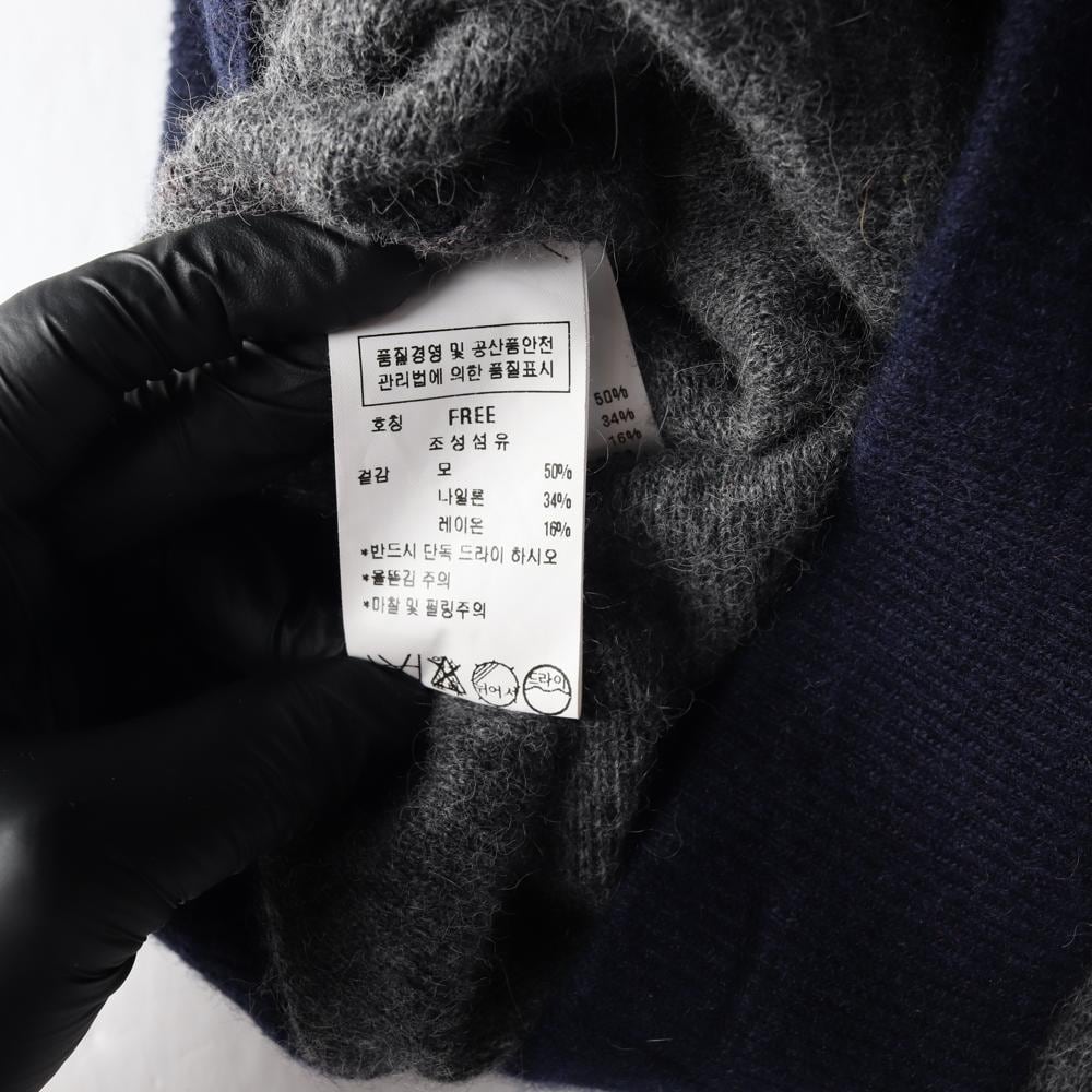 ZOOC주크 울50% 네이비 그레이 배색 롱 플레어스커트 치마 상세 이미지 6