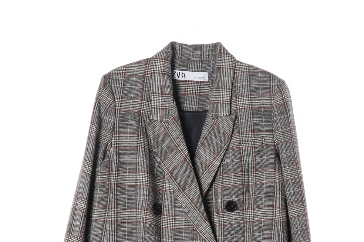 자라 그레이 글렌 체크 블레이저 더블브레스티드재킷 상세 이미지 2