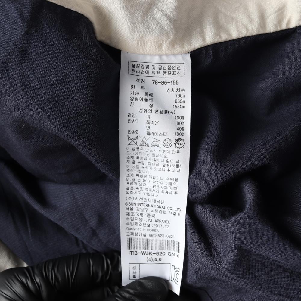 잇미샤 린넨100% 베이지 체크 여름 싱글 롱 자켓 재킷 상세 이미지 7