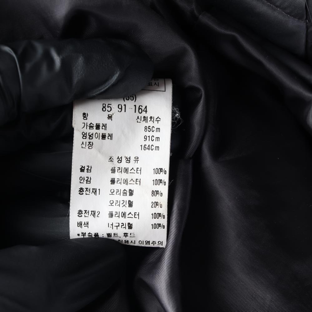 모조에스핀 덕다운 너구리털 후드 롱 패딩 벨트 다운 재킷 이미지 8
