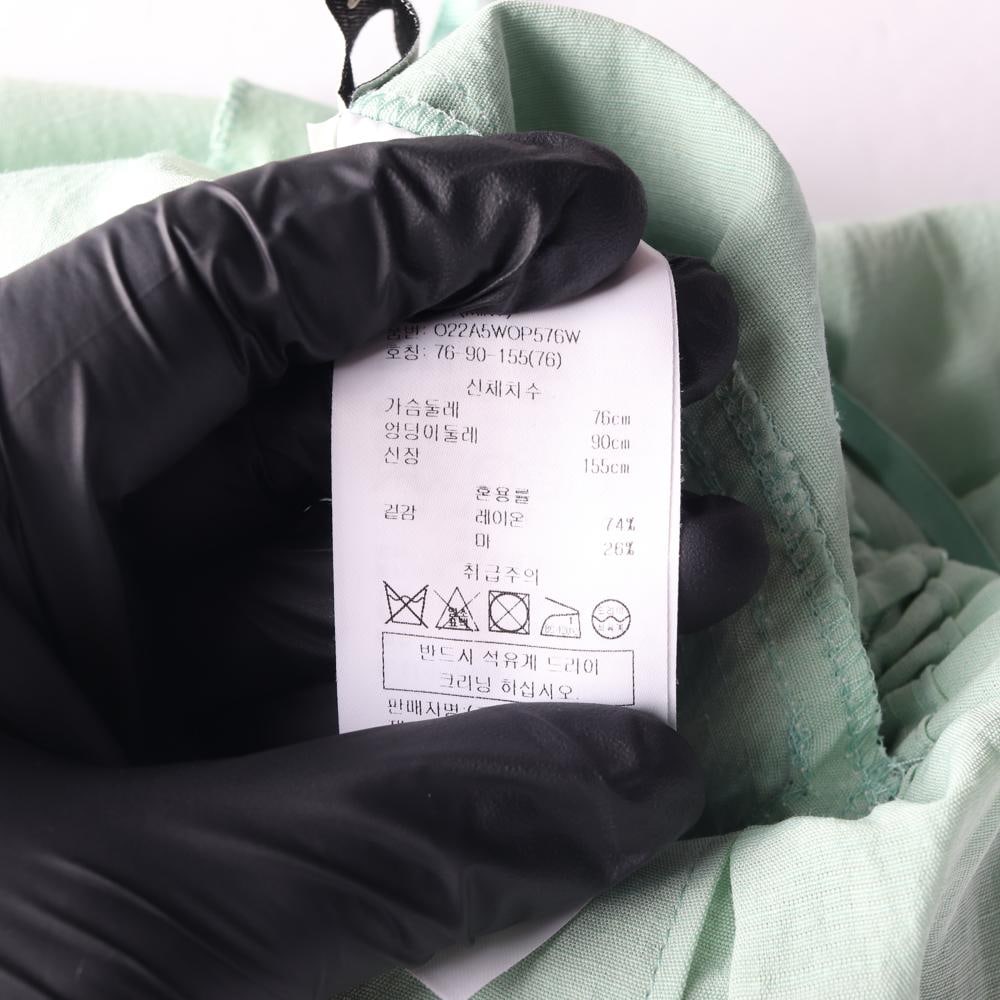 오즈세컨 린넨 민트 오프숄더 반팔 버튼 롱 원피스 드레스 이미지 7