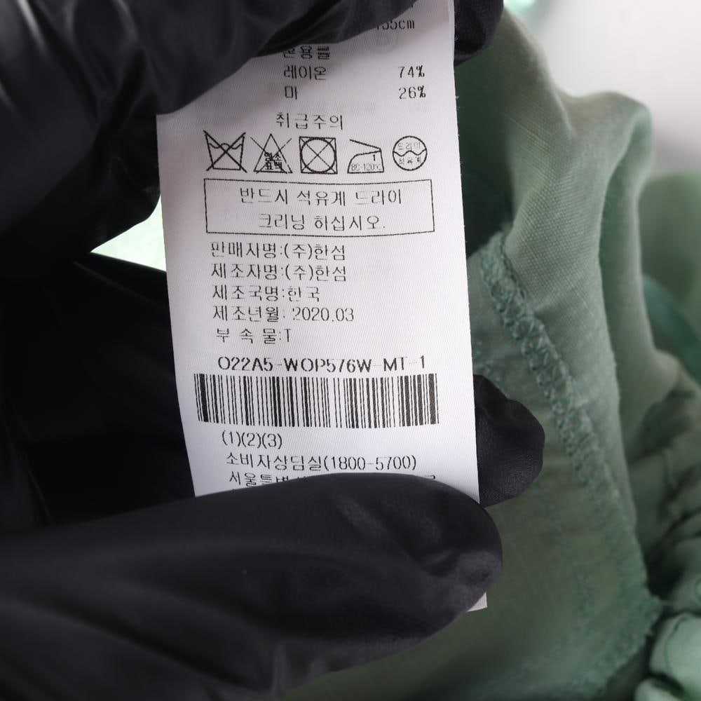 오즈세컨 린넨 민트 오프숄더 반팔 버튼 롱 원피스 드레스 이미지 8