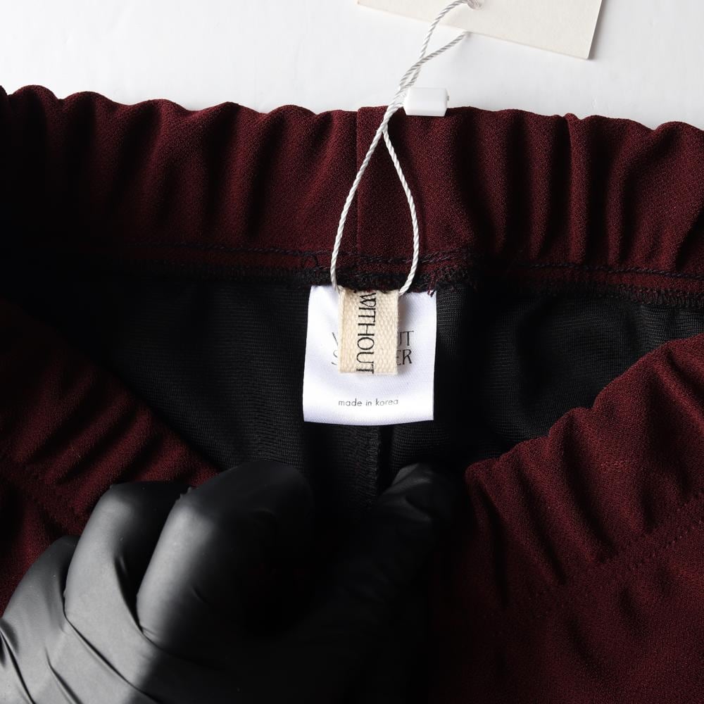 위드아웃썸머 버건디 셔링 러플 7부 바지 쇼츠 밴딩 팬츠 상세 이미지 5