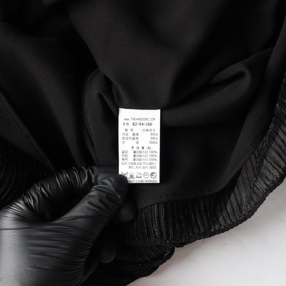 타임 블랙 은사 매듭 드레이프 긴팔 블라우스 상세 이미지 7