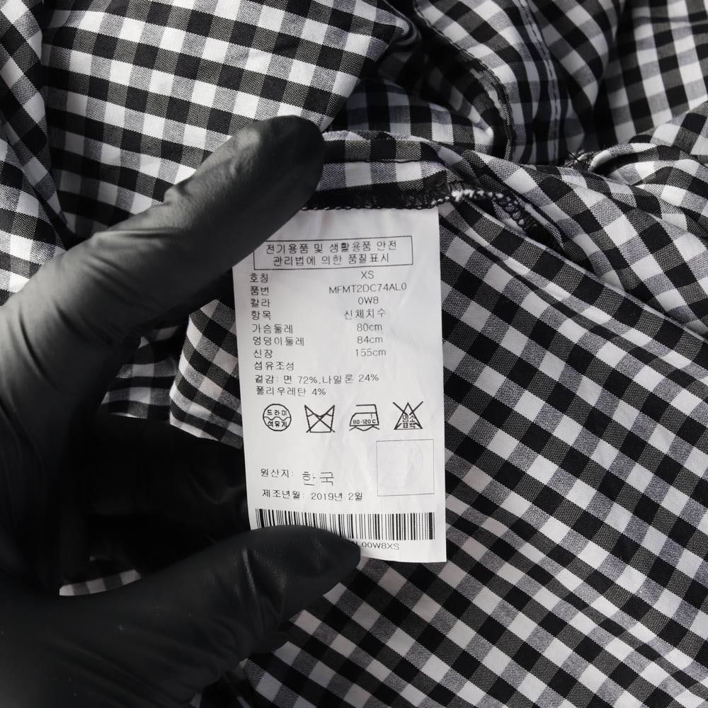 클럽모나코 블랙 깅엄체크 리본 반팔 플레어 셔츠원피스 이미지 7