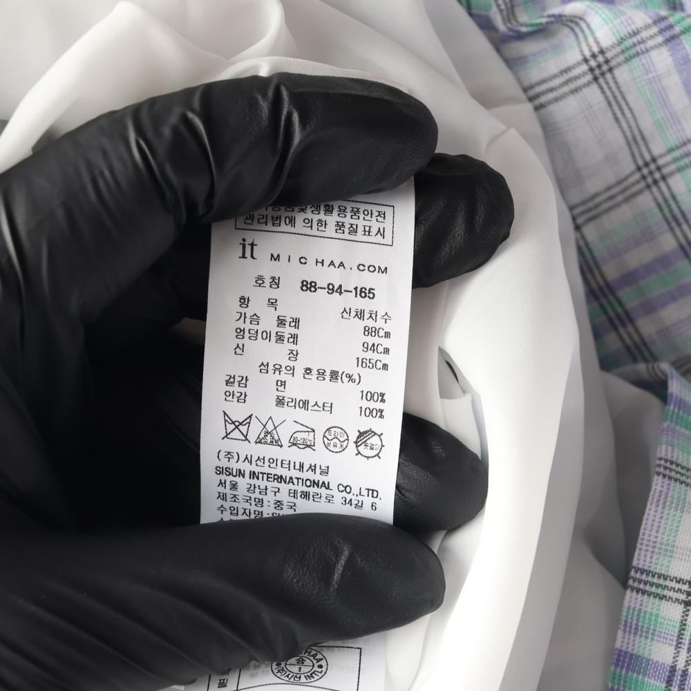 잇미샤 스카이블루 체크 퍼프 반팔 롱 원피스 하객룩 드레스 상세 이미지 7