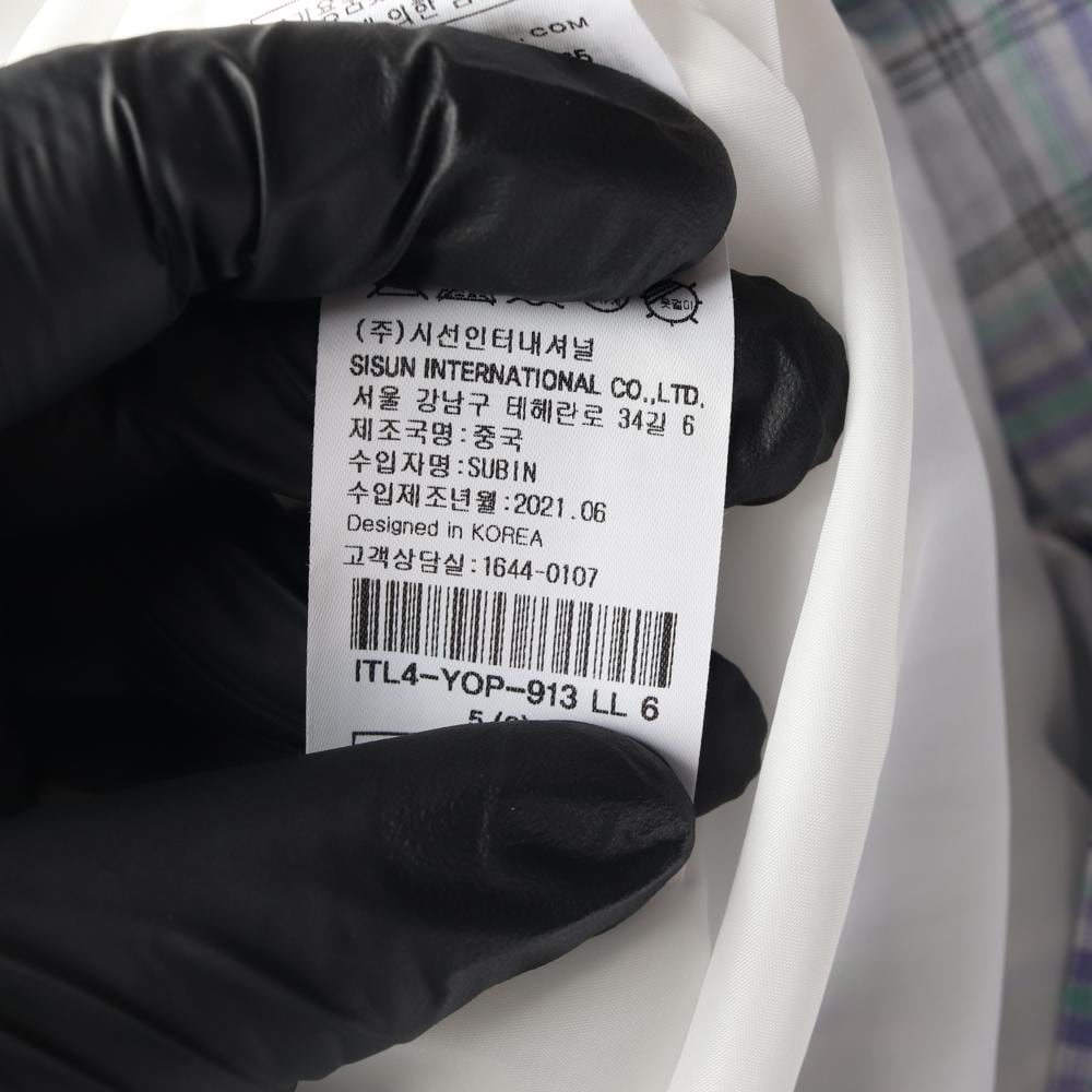 잇미샤 스카이블루 체크 퍼프 반팔 롱 원피스 하객룩 드레스 상세 이미지 8