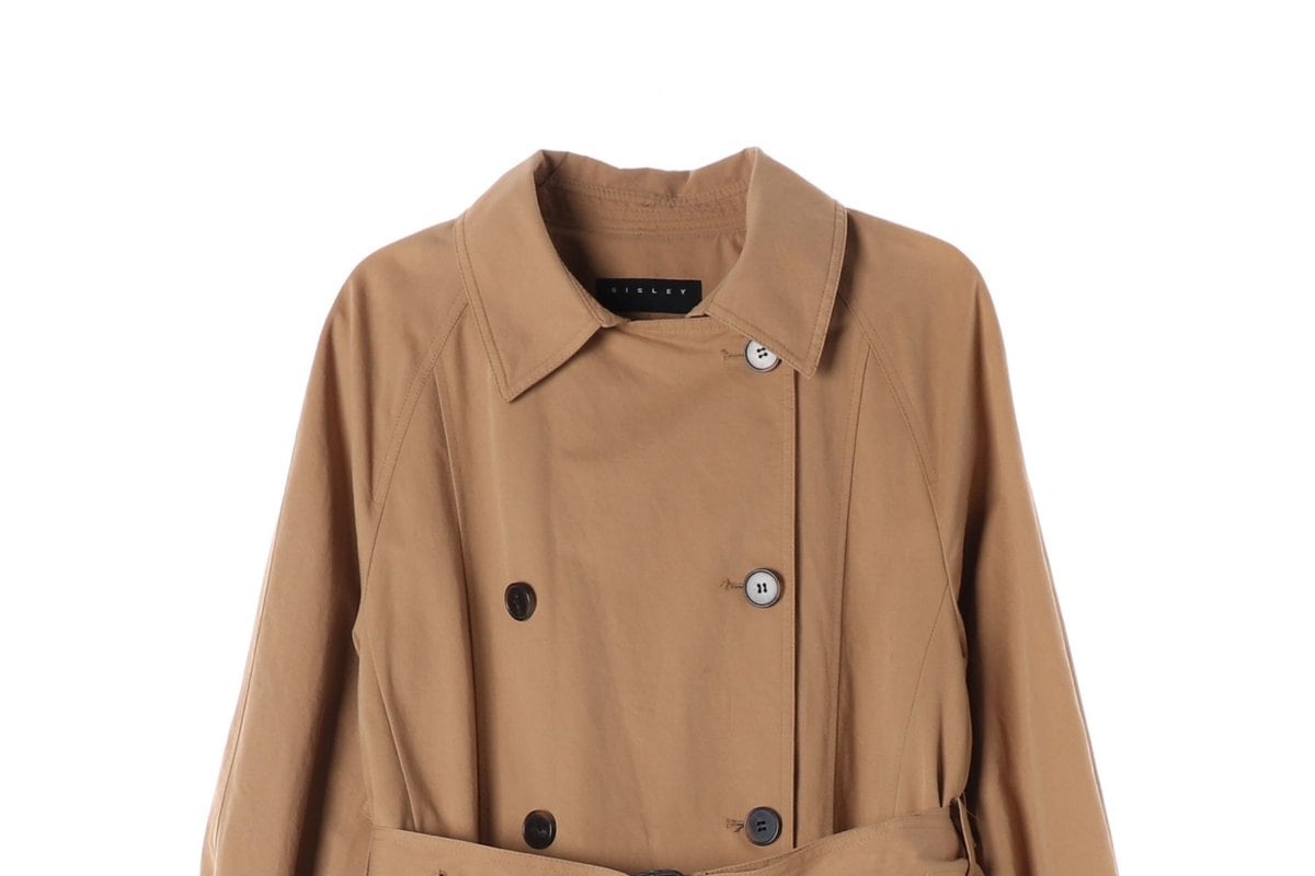 시슬리 베이지 더블버튼 슬릿 롱 트렌치코트 상세 이미지 2
