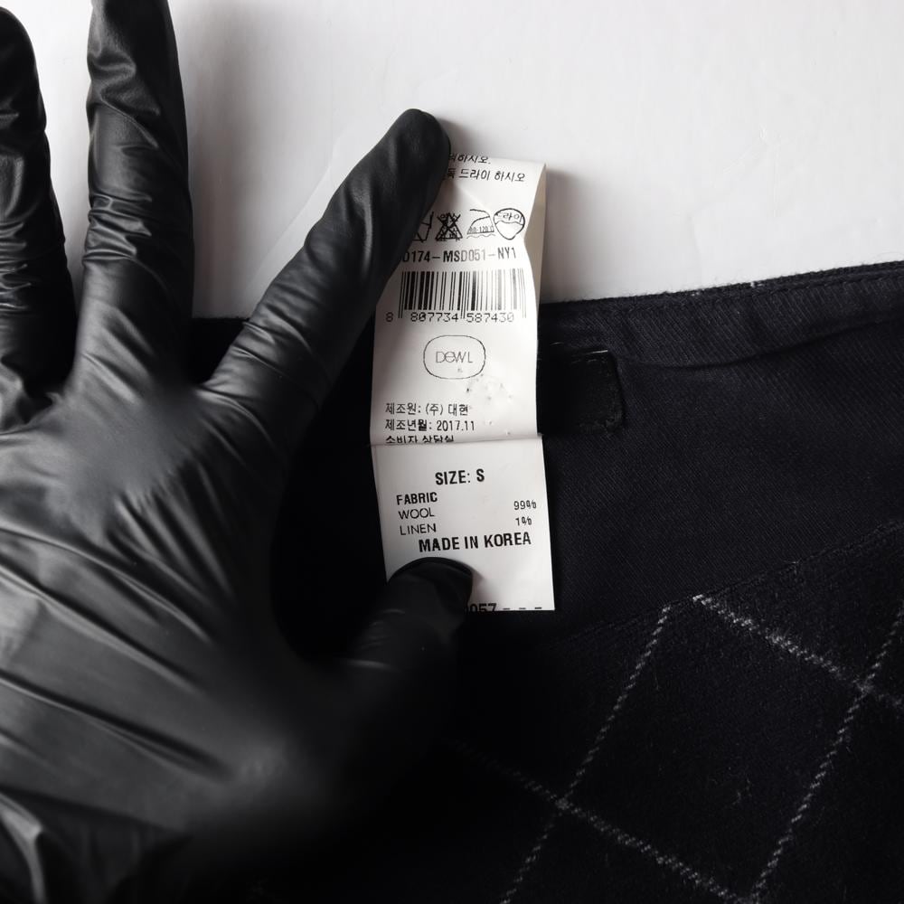 듀엘 울99% 블렉 체크 A라인 미니 플레어 스커트 치마 상세 이미지 6
