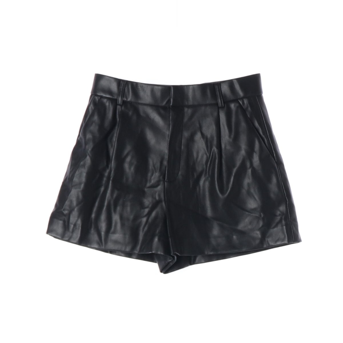 자라 블랙 레더 가죽 기모 A라인 쇼츠 반바지 상세 이미지 1