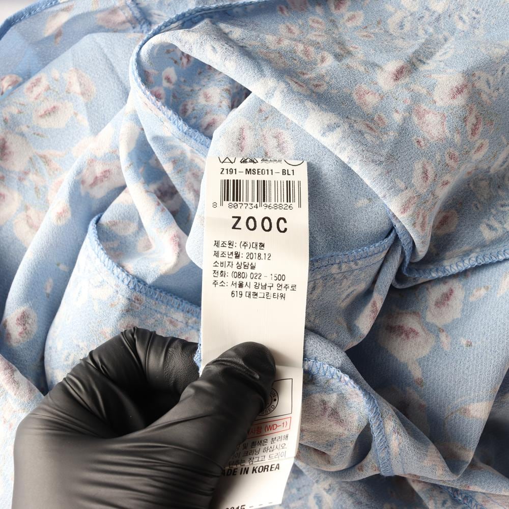 (새상품) ZOOC 주크 블루 플로럴 브이넥 긴팔 플레어 롱 원피스 상세 이미지 8