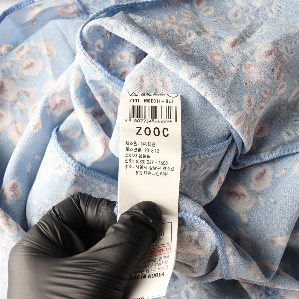 (새상품) ZOOC 주크 블루 플로럴 브이넥 긴팔 플레어 롱 원피스 이미지 8