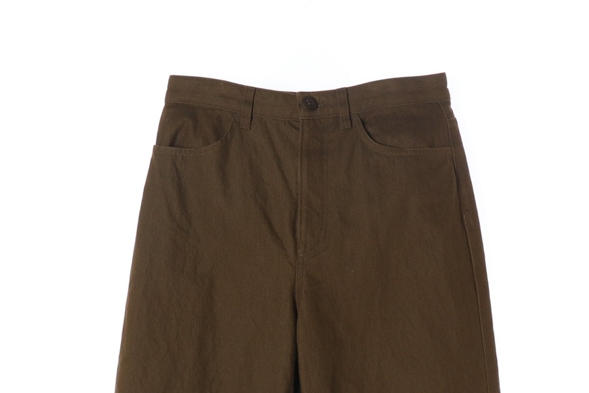 코스 카키브라운 와이드 벌룬 맘핏 데님 치노팬츠 상세 이미지 2