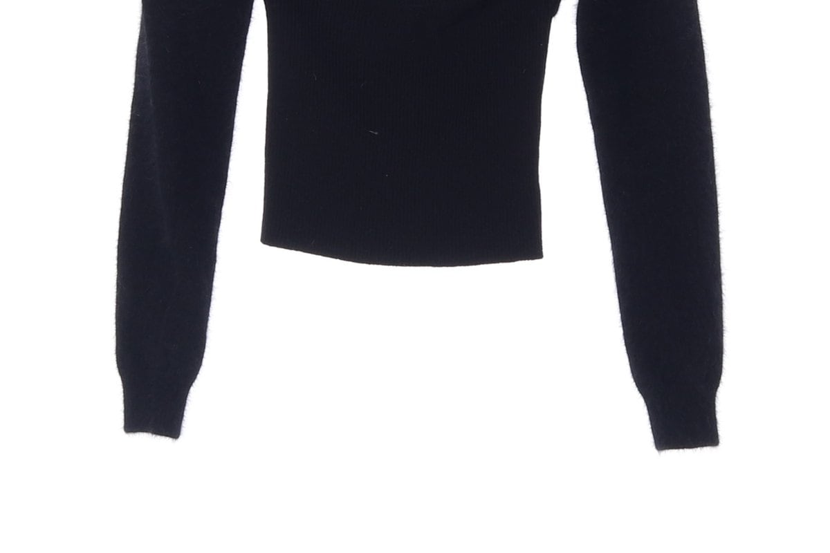 다이애그널 앙고라 울 블랙 레이어드 튜브탑 가디건 상세 이미지 3