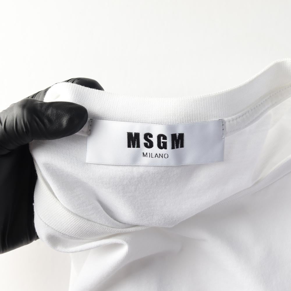 MSGM엠에스지엠 화이트 러플 셔링 스트랩 반팔 티셔츠 상세 이미지 5