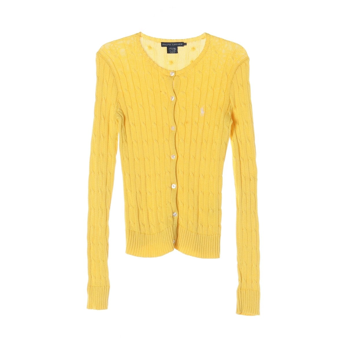 폴로 랄프 로렌 옐로우 꽈배기 케이블 라운드 니트 가디건 이미지 1