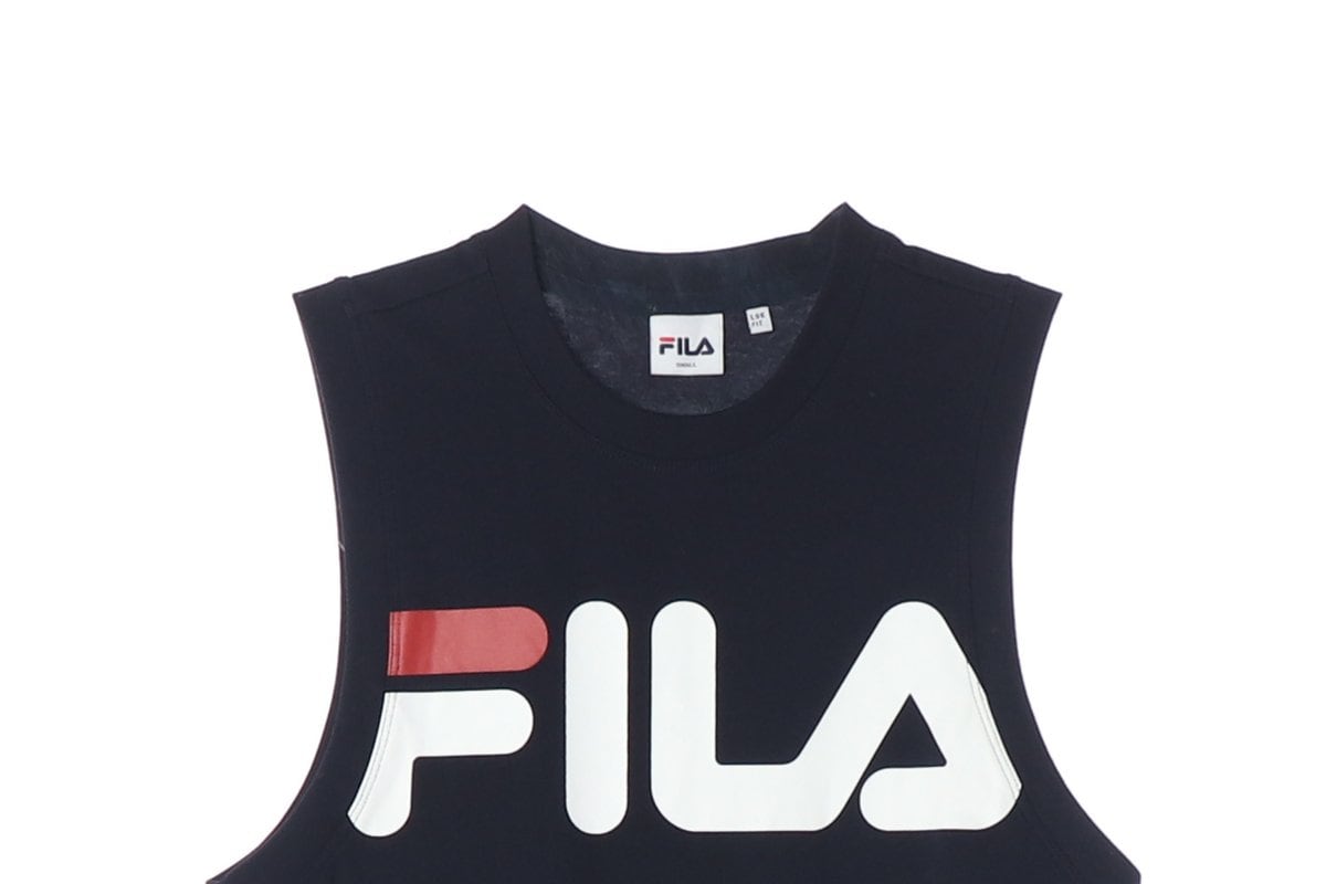 휠라 FILA 네이비 빅로고 민소매 크롭 나시 탱크탑 상세 이미지 2