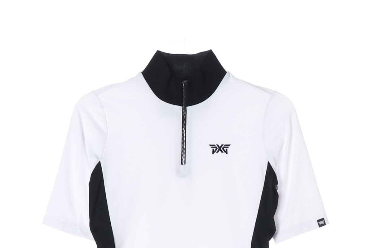 PXG 피엑스지 22SS 화이트 블랙 하프집업 반팔 골프 티셔츠 이미지 2