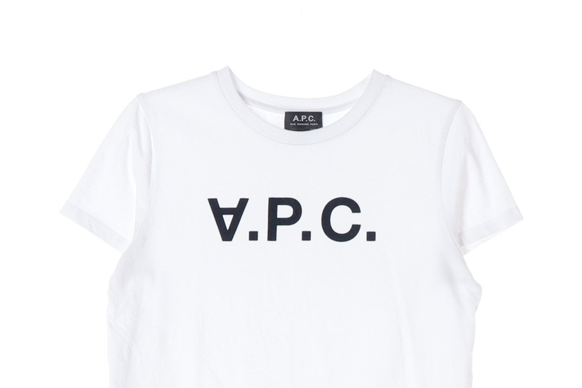 아페쎄 화이트 APC 로고 프린팅 반팔 캡소매 티셔츠 상세 이미지 2