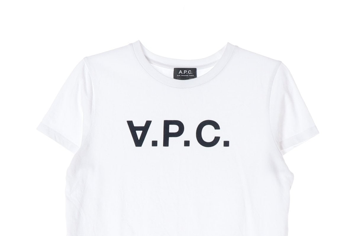 아페쎄 화이트 APC 로고 프린팅 반팔 캡소매 티셔츠 이미지 2