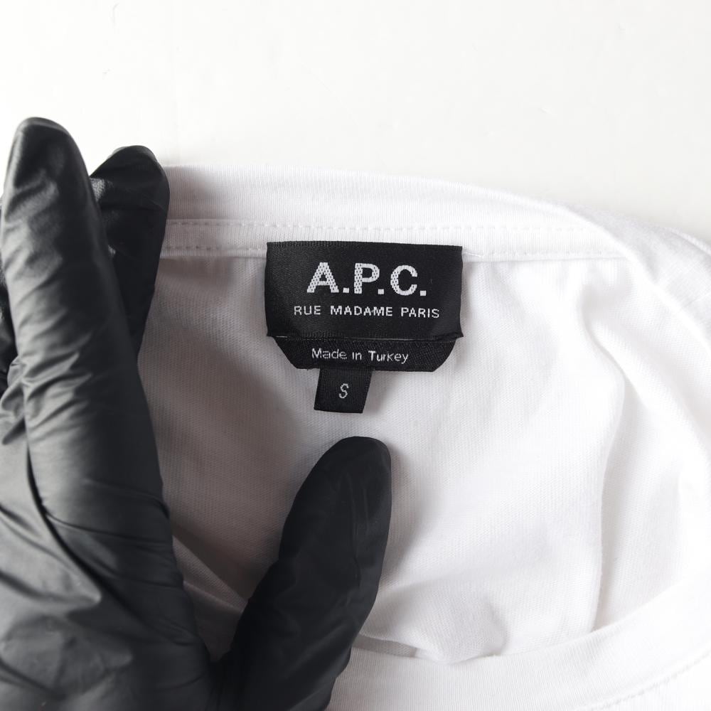 아페쎄 화이트 APC 로고 프린팅 반팔 캡소매 티셔츠 상세 이미지 5