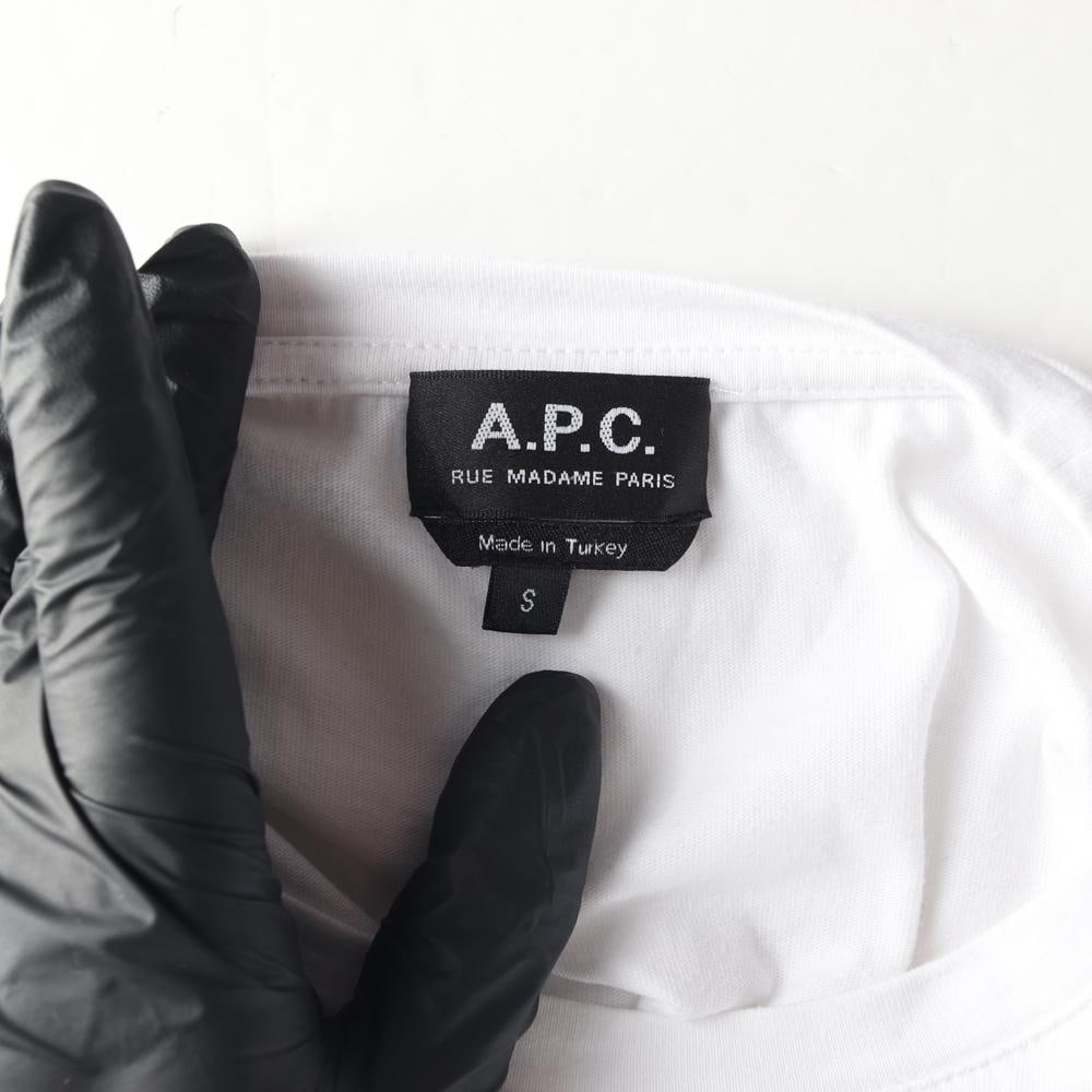 아페쎄 화이트 APC 로고 프린팅 반팔 캡소매 티셔츠 이미지 5