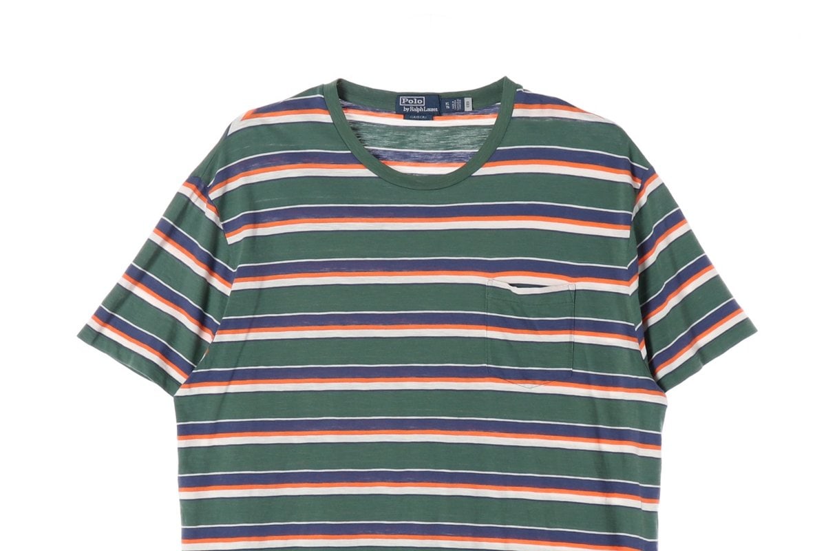 폴로 랄프 로렌 카키 스트라이프 포켓 반팔 티셔츠 이미지 2
