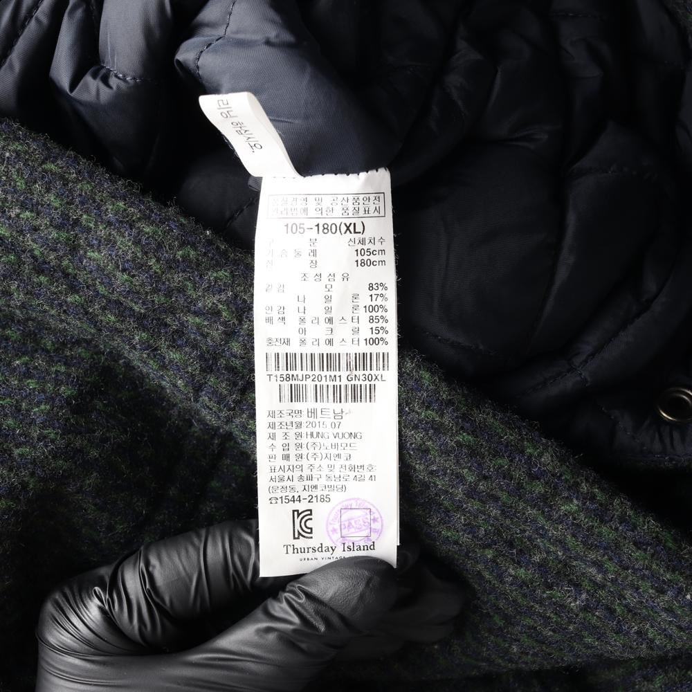 써스데이 아일랜드 네이비 그린 퀼팅패딩 후드 코트 재킷 점퍼 이미지 7