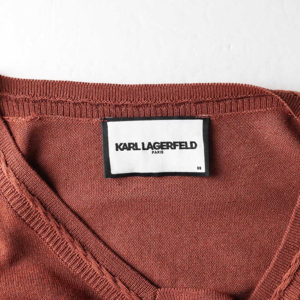 칼 라거펠트 린넨 브라운 브이넥 반팔 니트 블라우스 이미지 5