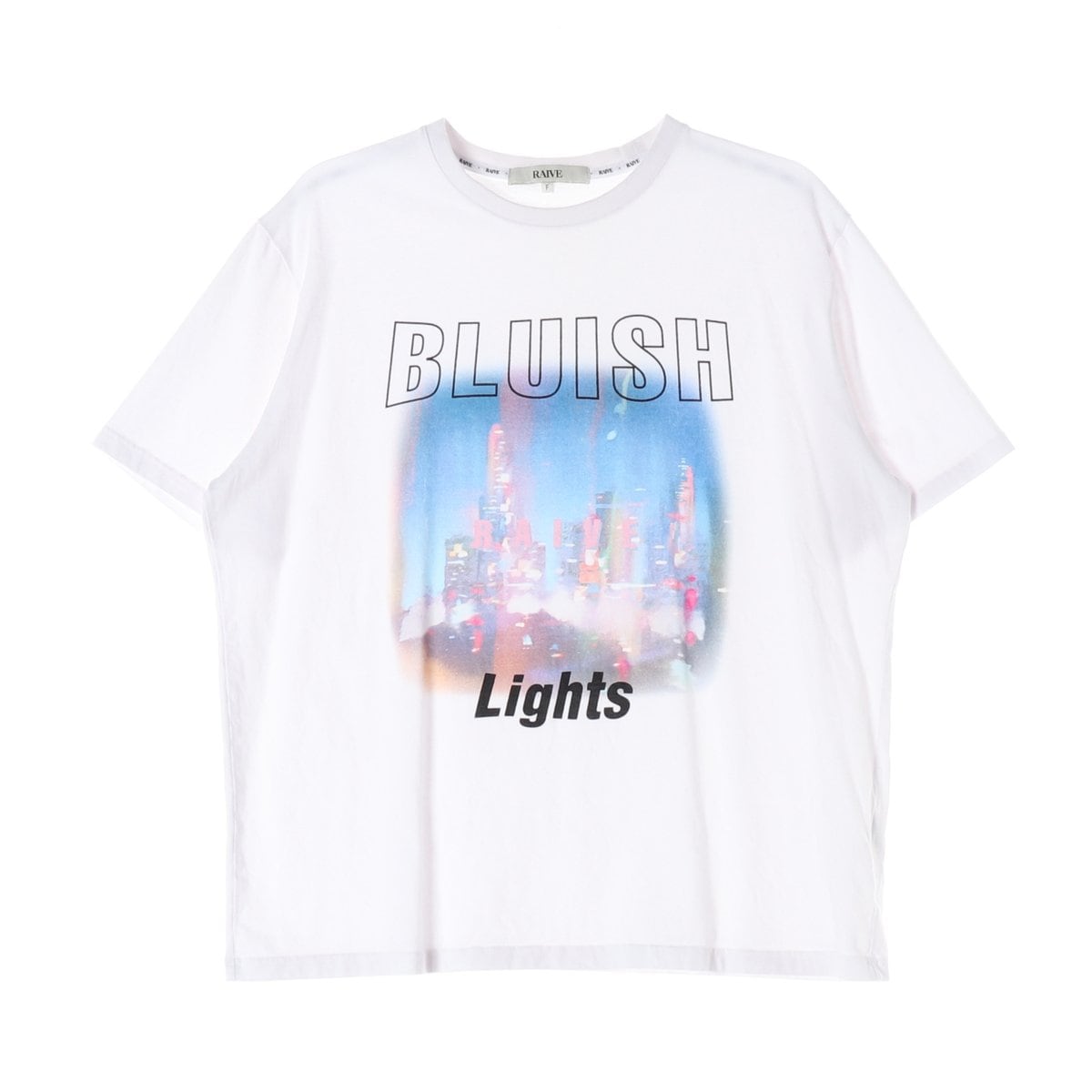 레이브 화이트 BLUISH LIGHTS 프린팅 오버핏 반팔 티셔츠 상세 이미지 1