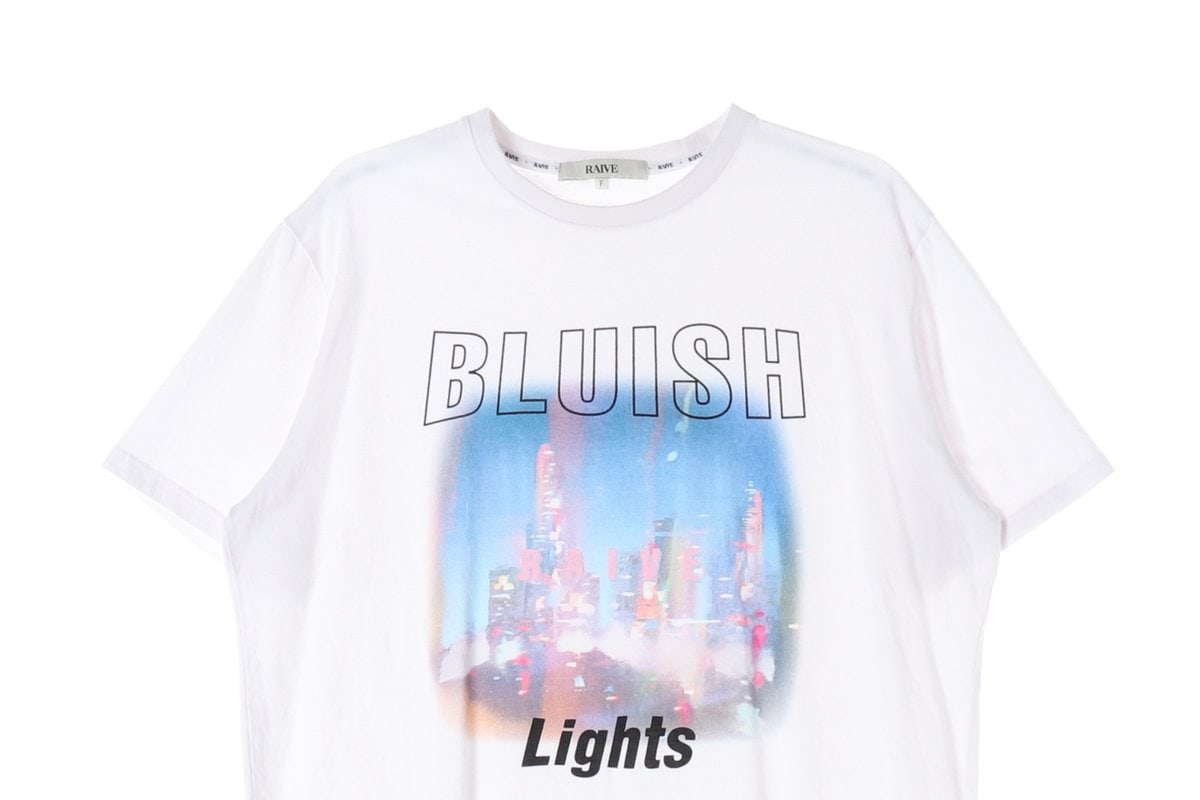 레이브 화이트 BLUISH LIGHTS 프린팅 오버핏 반팔 티셔츠 이미지 3