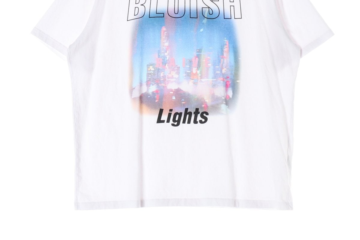 레이브 화이트 BLUISH LIGHTS 프린팅 오버핏 반팔 티셔츠 이미지 4