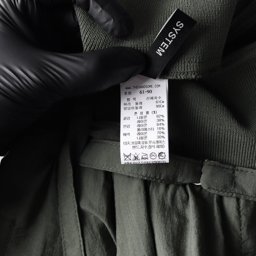시스템 23FW 카키 리본 벨트 밴딩 롱 플레어스커트 치마 상세 이미지 7
