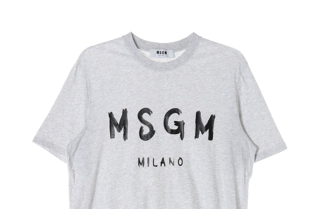 엠에스지엠 화이트 오트밀 MSGM 로고 반팔 티셔츠 이미지 3