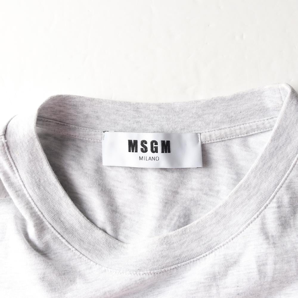 엠에스지엠 화이트 오트밀 MSGM 로고 반팔 티셔츠 상세 이미지 5