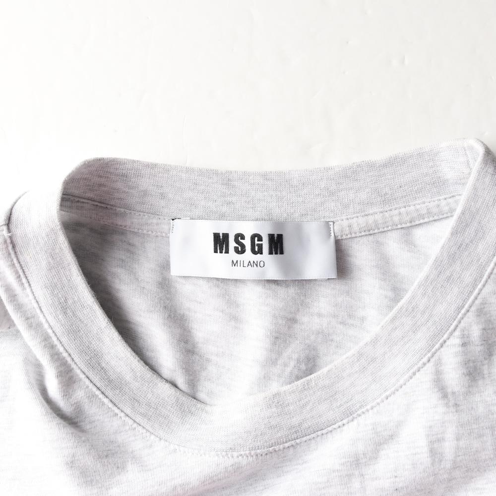 엠에스지엠 화이트 오트밀 MSGM 로고 반팔 티셔츠 이미지 5