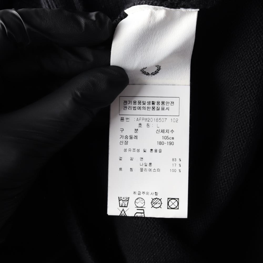프레드페리 블랙 옐로우 자수 루즈핏 브이넥 가디건 이미지 6