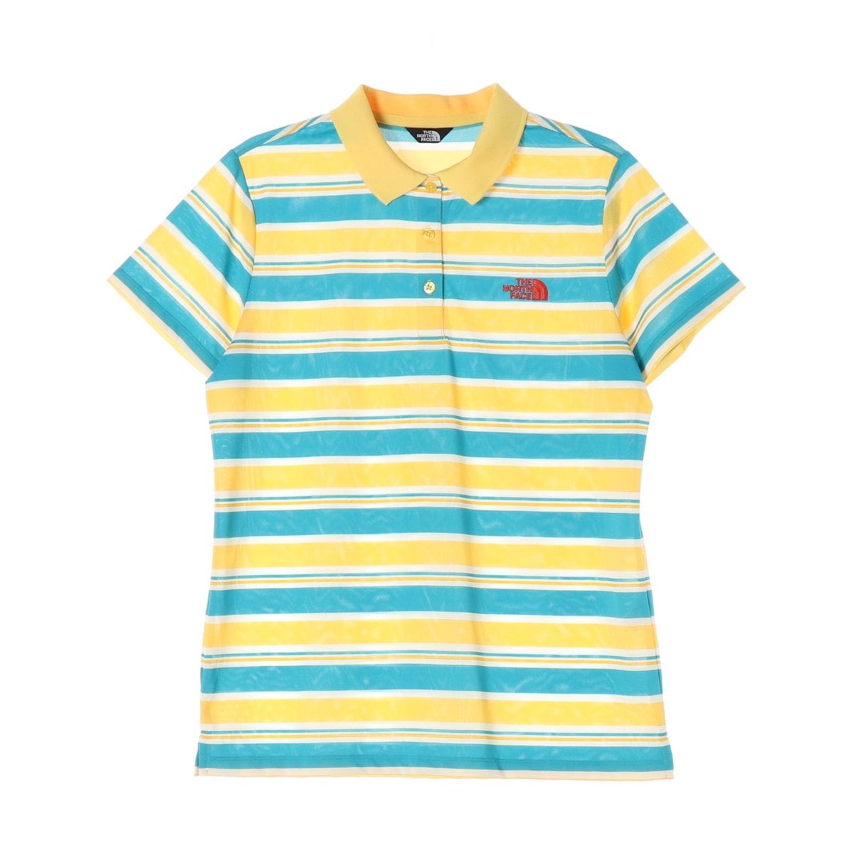 노스페이스 옐로우 블루 스트라이프 반팔 카라티 티셔츠 상세 이미지 1