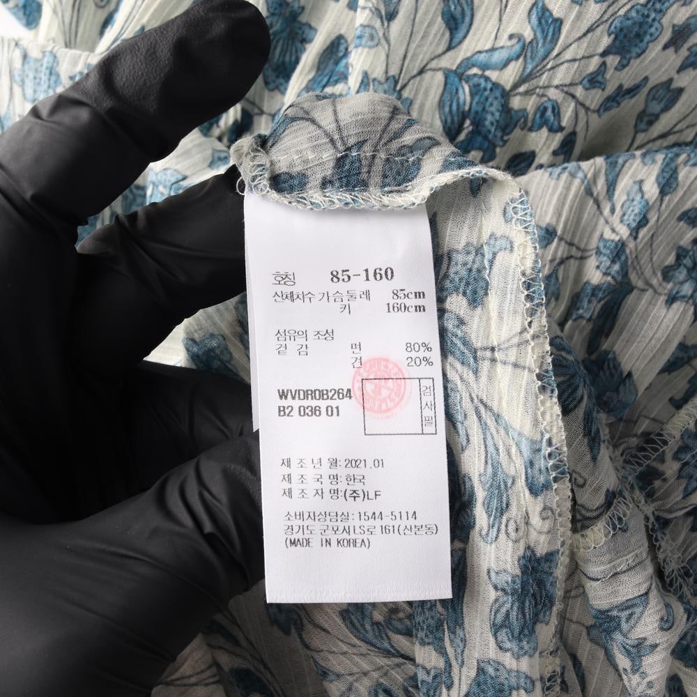 아떼바네사브루노 블루 플로럴 실크 반팔 롱 원피스 이미지 7