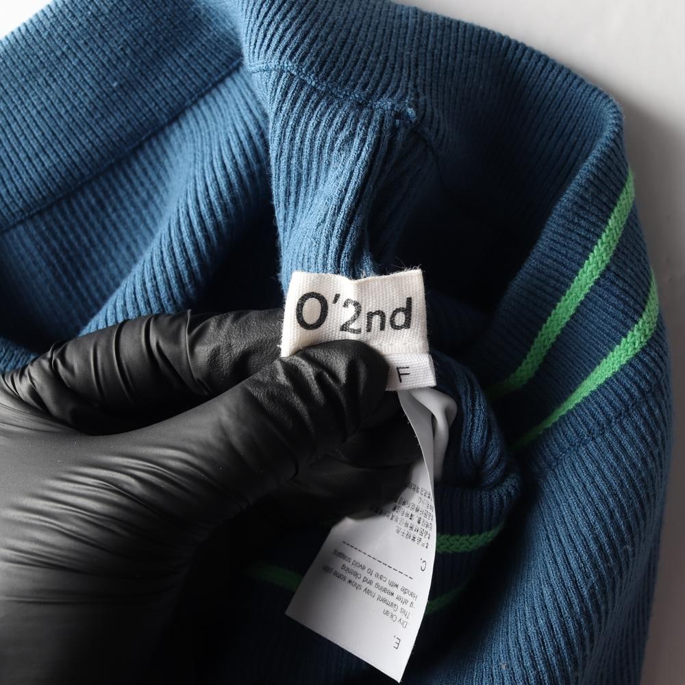 오즈세컨 블루 그린 플리츠 밴딩 니트 롱 스커트 치마 이미지 6